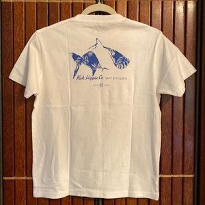 FISH HIPPIE WHITE GRAPHIC WITH REFLECTIONS OF TROPICAL LEAVES T-SHIRT